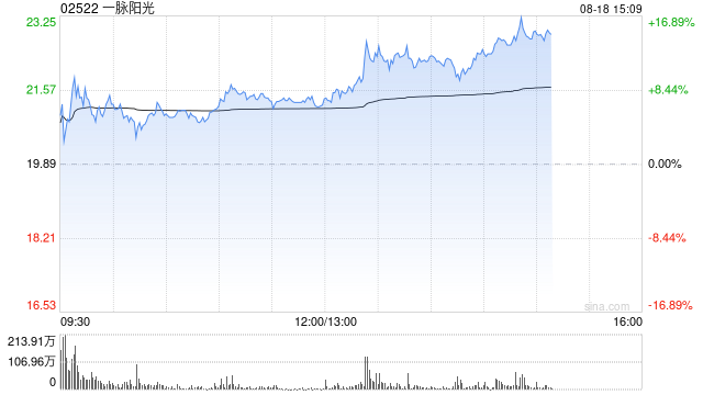 一脉阳光盘中涨近14% 今日盘后将发业绩预计上半年纯利增长最多15.5倍